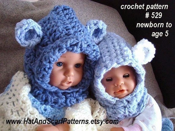 hat pattern CROCHET PATTERN Baby Bear Hood by ...