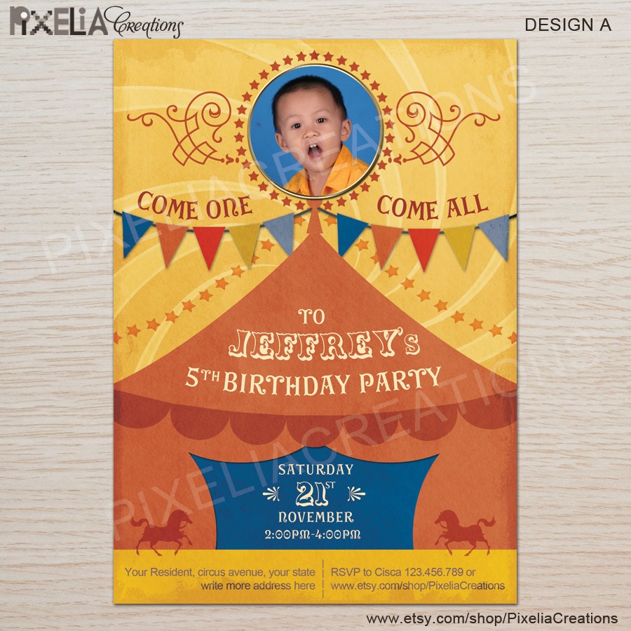 Vintage Circus Birthday Invitation - printable invite Il_570xn