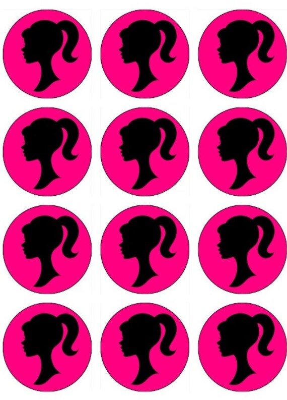 Edible+Barbie+Cupcake+Toppers similar to Edible VINTAGE BARBIE SILLOUETTE Cupcake Toppers 12 edible ...