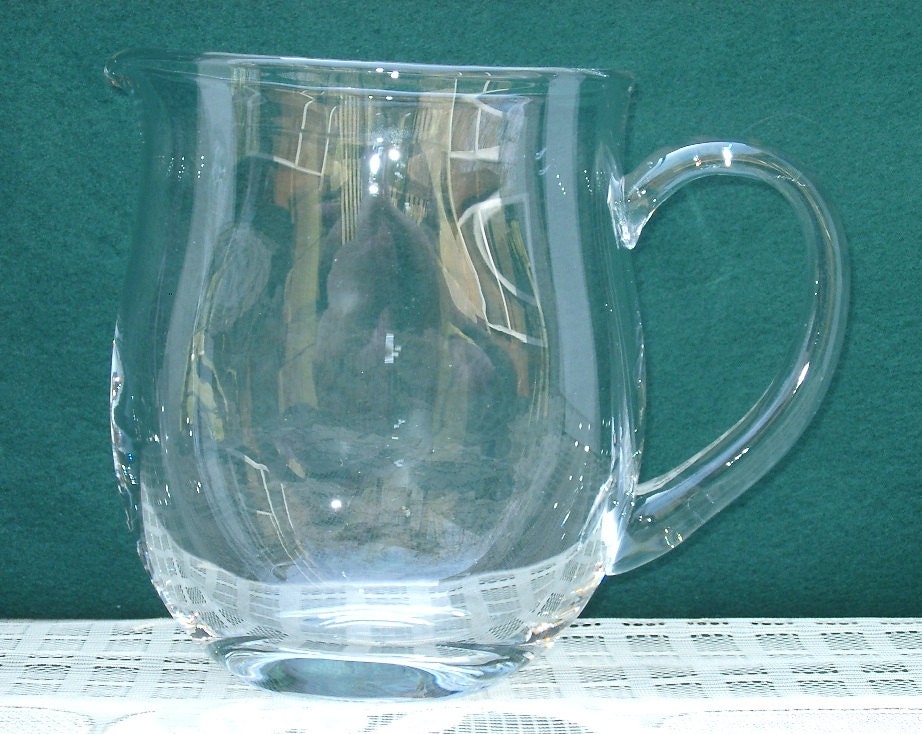 Crate & Barrel Clear Glass Pitcher by GlitteryJunk on Etsy