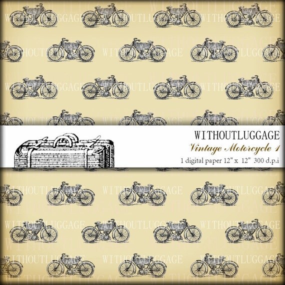 Items similar to INSTANT DOWNLOAD. Individual Digital Papers. VINTAGE Motorcycle 1. Scrapbooking