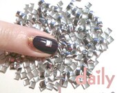100 Silver Nail Art 3mm Square Studs
