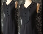 Gothic Black Peter Pan Collar RUINATION Button Lace Tea Mod Dress 6 8 Vintage
