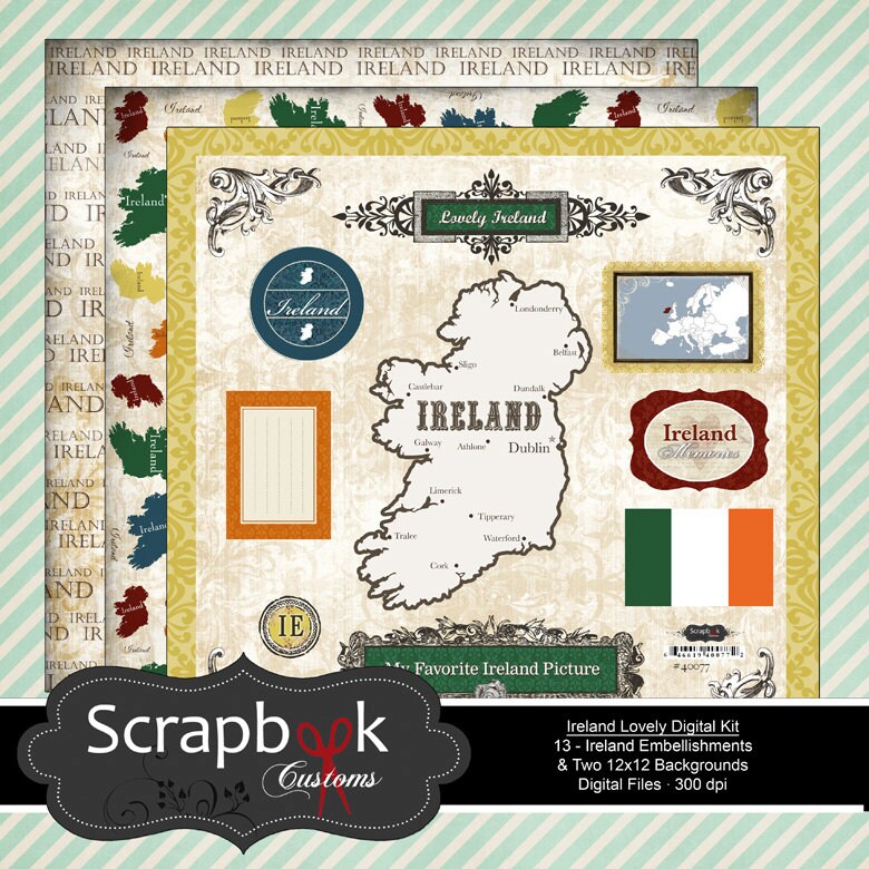 Ireland Digital Scrapbooking. Instant by ScrapbookCustoms1 on Etsy