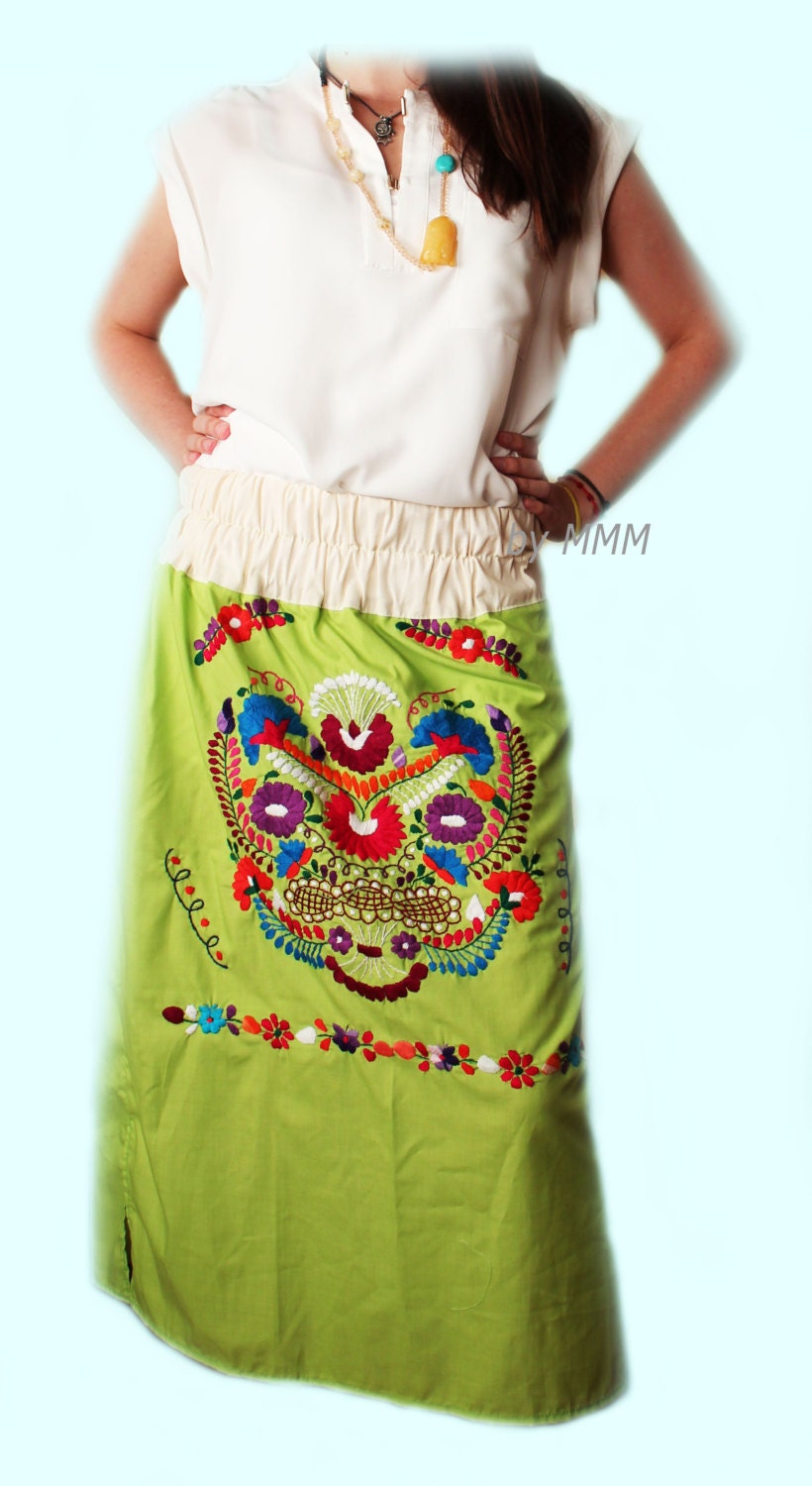 Mexican Embroidered Skirt by MiMeroMexico on Etsy