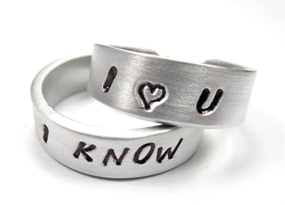 Star Wars Couples Ring- I LOVE YOU- I KNOW - Two Adjustable Aluminum ...