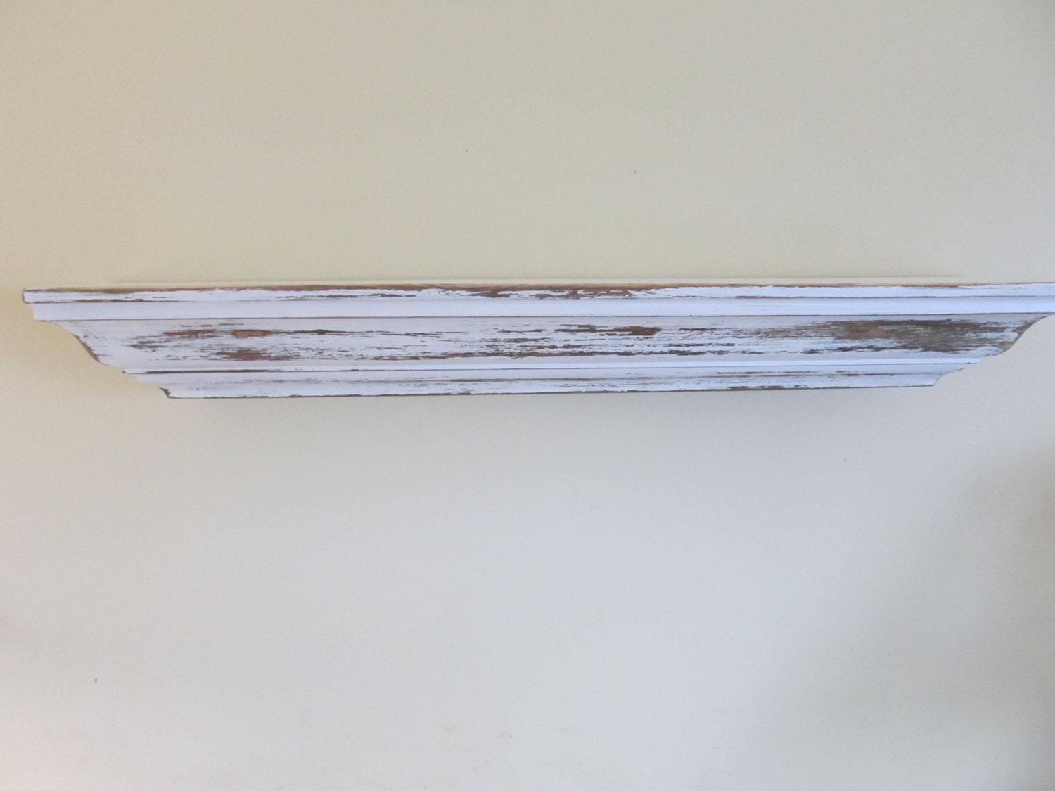 Items similar to Distressed Floating Mantle Shelf White 36" on Etsy
