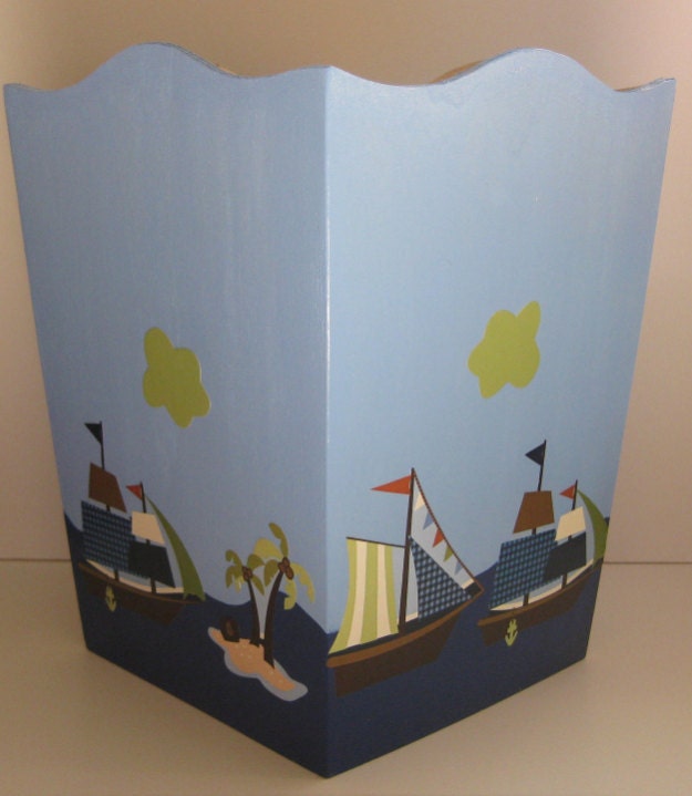 Ahoy Mate Trash Can Sailboat Boat M2M Nojo by RenaesLetterBoutique