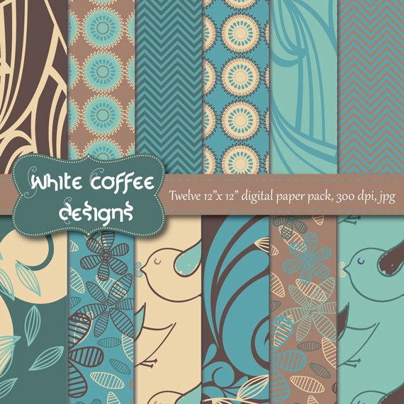 Scrapbooking paper cute pattern premade by WhiteCoffeeDesigns