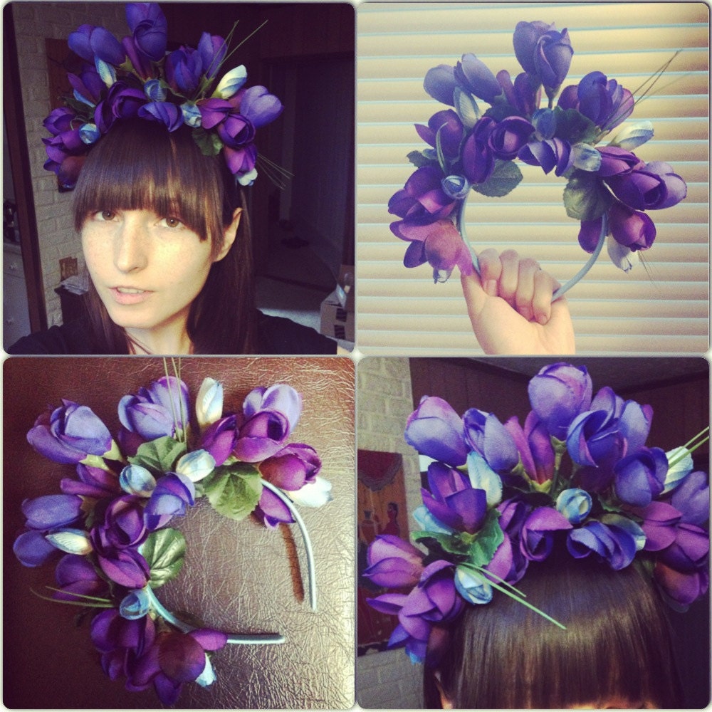 Crocus purple flower headband / flower crown