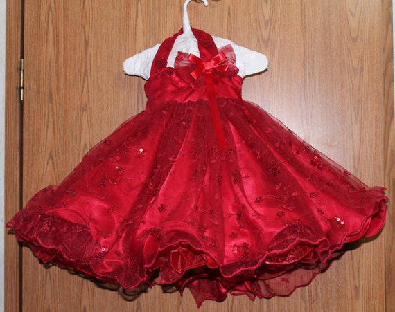 Red Sequin pageant dress, size 3T