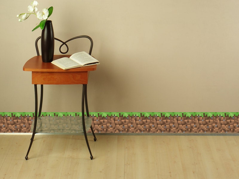 4 x HANDMADE Reusable Minecraft WALL BORDER Wall Decal Made to order