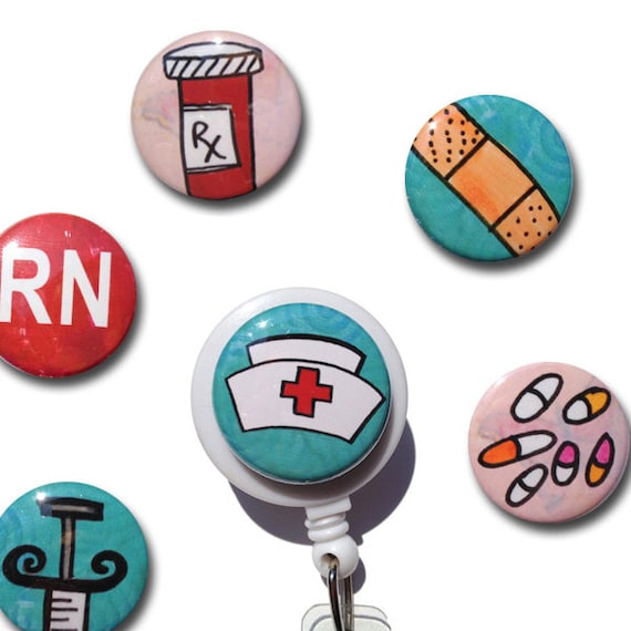 Nurse badge holder Interchangeable badge reel or ID by claudine