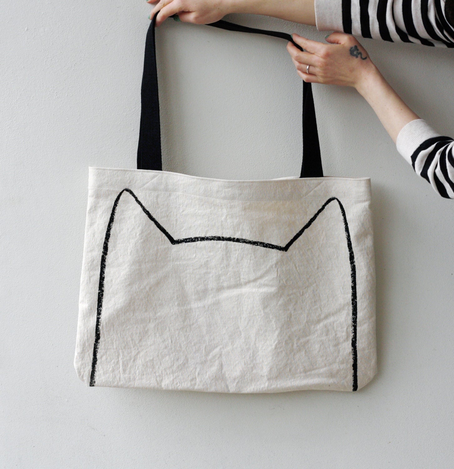 Black Friday Cyber Monday Sale Big Cat Tote Bag, gift for cat lover, eco friendly gift, screen printed canvas tote bag