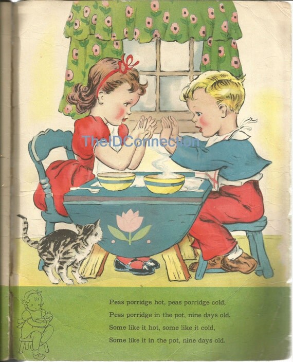 Items similar to 1941 Nursery Rhyme Digital Scan, Peas Porridge hot