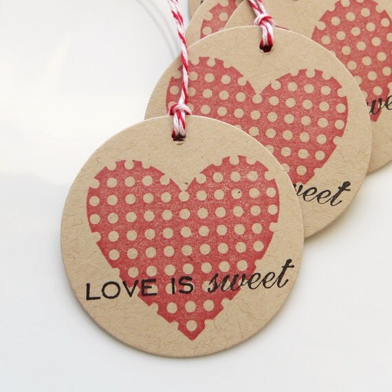 Love is Sweet Tags Heart - Set of 8 - Wedding Favor Tags Bridal Shower Love Tags Valentine's Day Tags Il_570xn