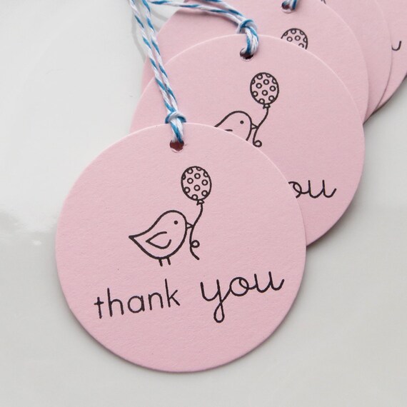 Thank You Tags Little Bird - Set of 8 - Custom Colors Available - Baby Shower Favor Tags Bird Birthday Party Thank You Il_570xn