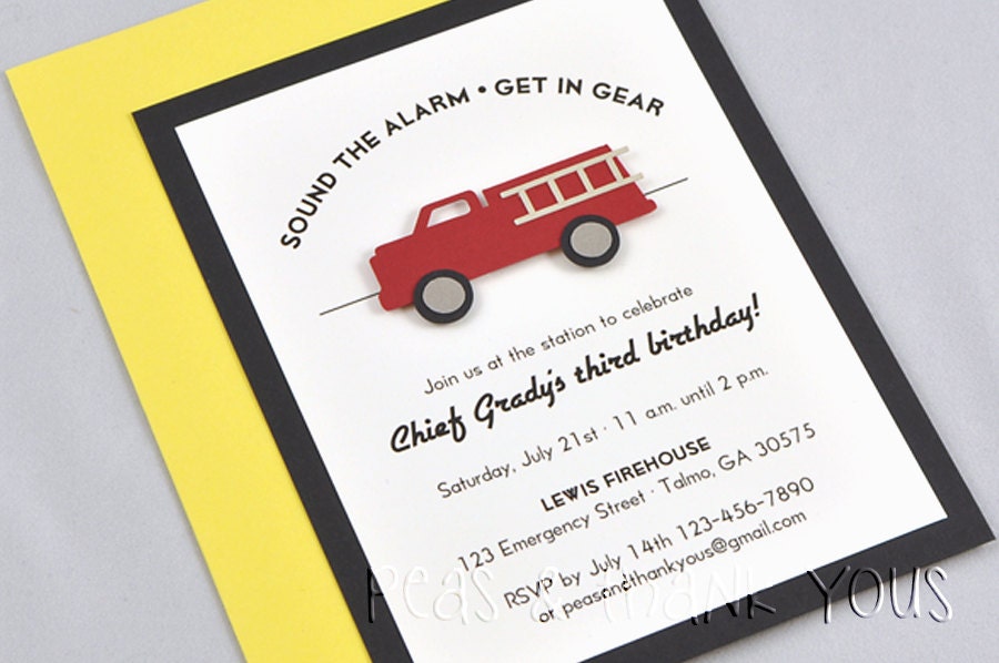 Fire Truck Birthday Party Invitations for Fireman or Firefighter Party Il_570xn