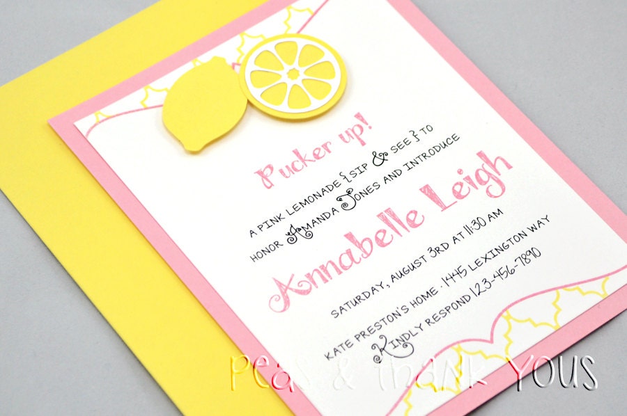 Pink Lemonade Party Invitations for Girls Birthday Party or Baby Shower Il_570xn