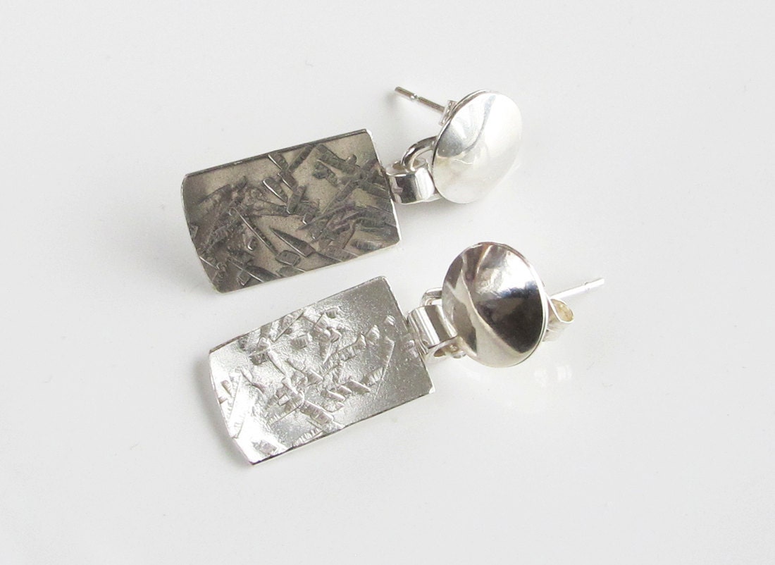 Silver Dangle Earrings: Hammered Sterling