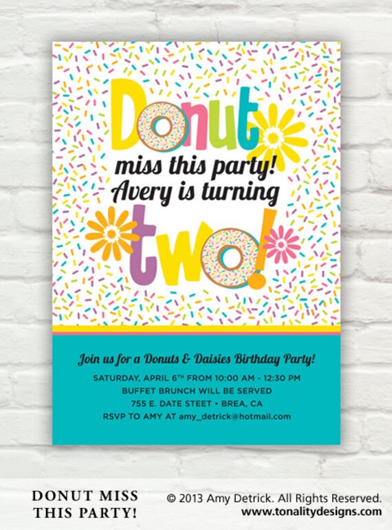 Items similar to Donut Birthday Invitation (DIY Printable PDF Invite