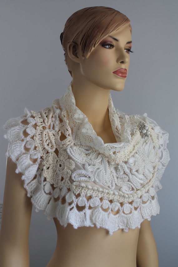 Wedding Crochet Capelet - Wedding Shrug - Wearable Art - OOAK