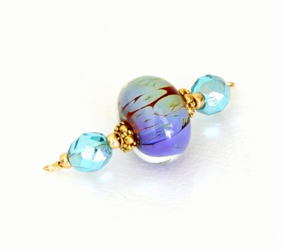 Light Blue Glass Bead Pendant. Cornflower Blue by wildwomanbeads