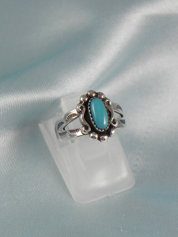 Native American Turquoise Pinky Ring by hollywoodrings on Etsy