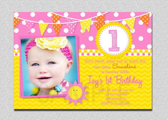Sunshine Birthday Invitation Sunshine Birthday Party Invitation Il_570xn