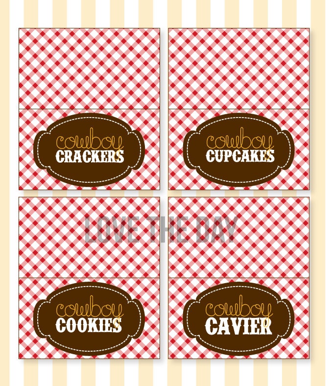 Gingham Cowboy Party PRINTABLE Food Labels by Love The Day Il_570xn