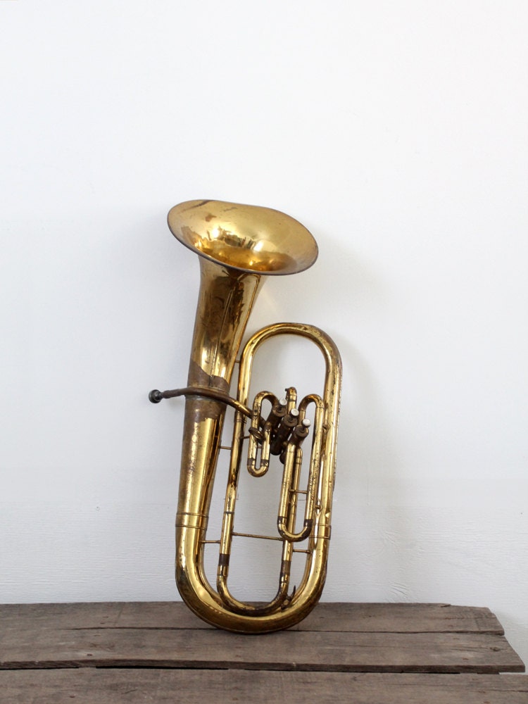SALE brass instrument / vintage baritone by 86home on Etsy