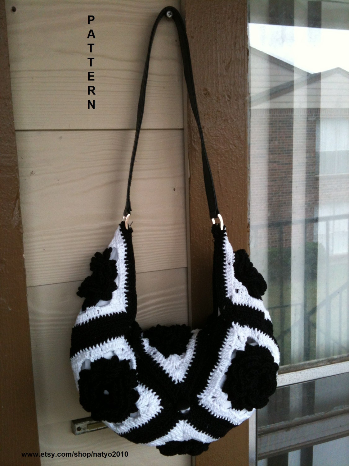Black and White Hobo Crochet Flower Bag Pattern PDF File: PERMISSION ...