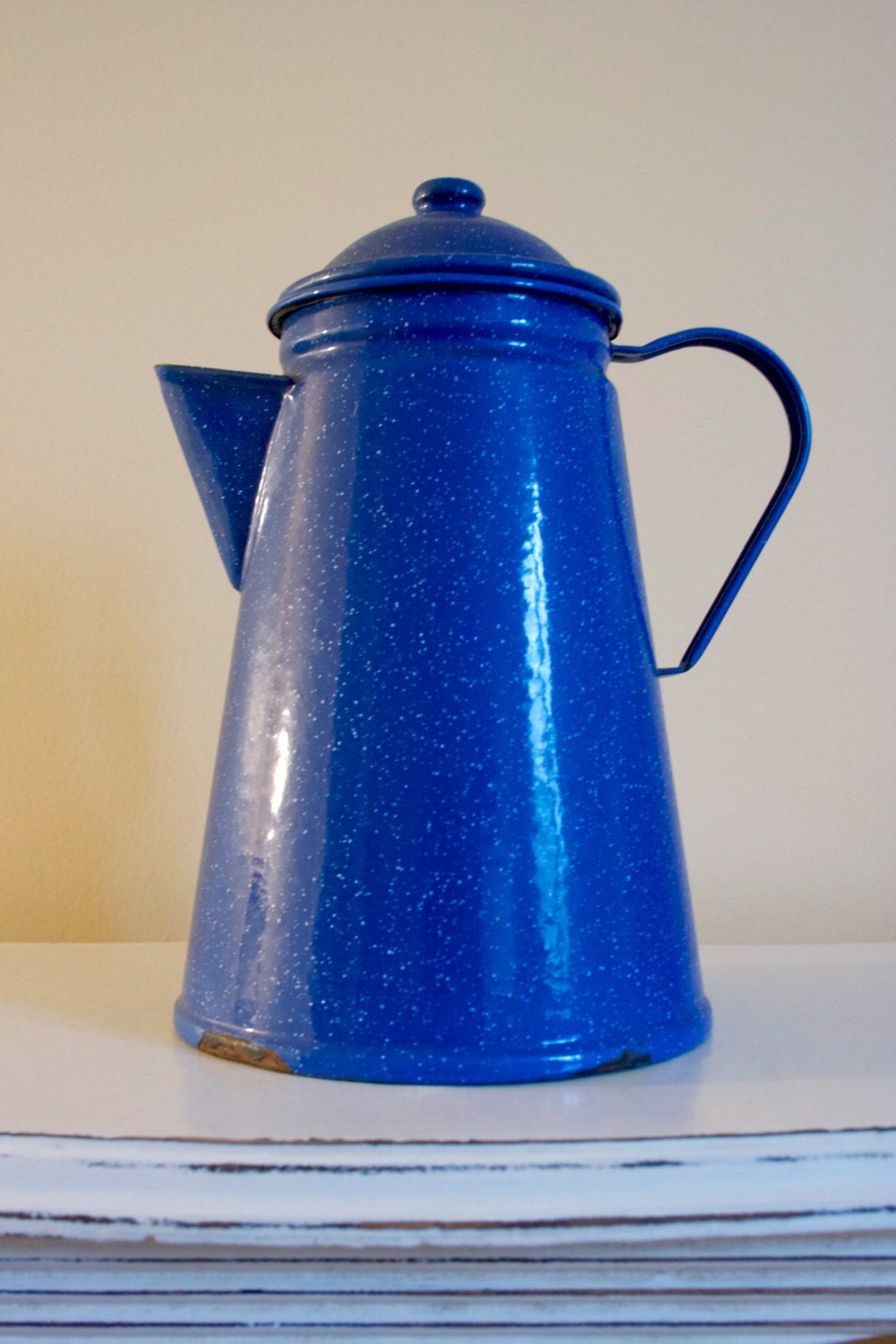 Items similar to Blue and White Speckled Enamel Tea Kettle or Coffee