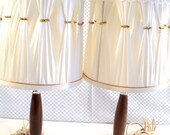 Small Lamp Pair, Marble Base, and matching French styled shades, 1970's