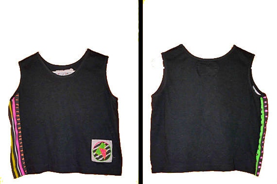 1980s cropped grunge ozone TANK top in black and neon size small / medium