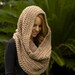 Oversized Hooded Cowl, Oatmeal Tan Ecru Crochet Infinity Scarf, Loop Scarf