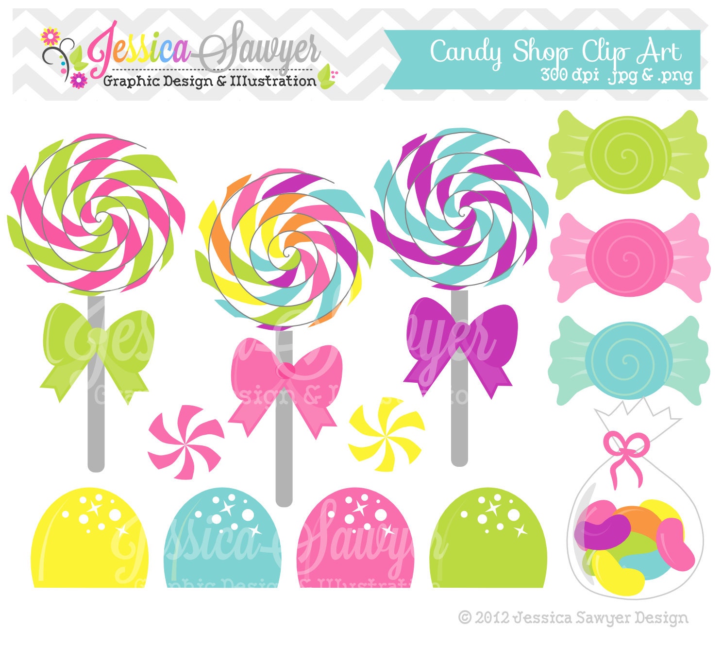 INSTANT DOWNLOAD, candy shop clip art - sweet treats graphics - lollipops and gumdrops - cards, stationary, invitation Il_570xn