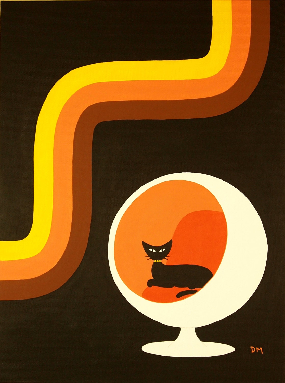 Mid Century Modern, 9 X 12, Original Acrylic, 70s