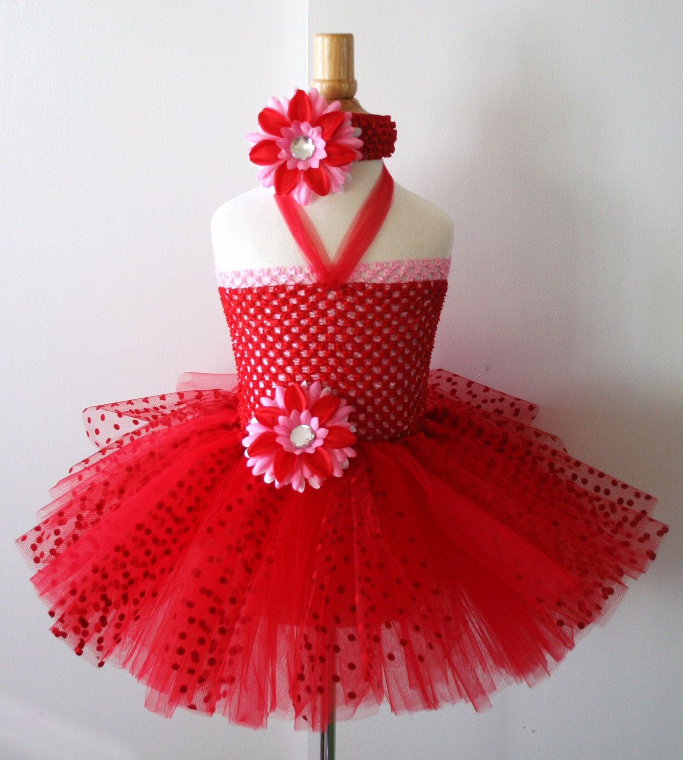 Baby girls Valentines red pink tutu dress with by AydaAndEmilys