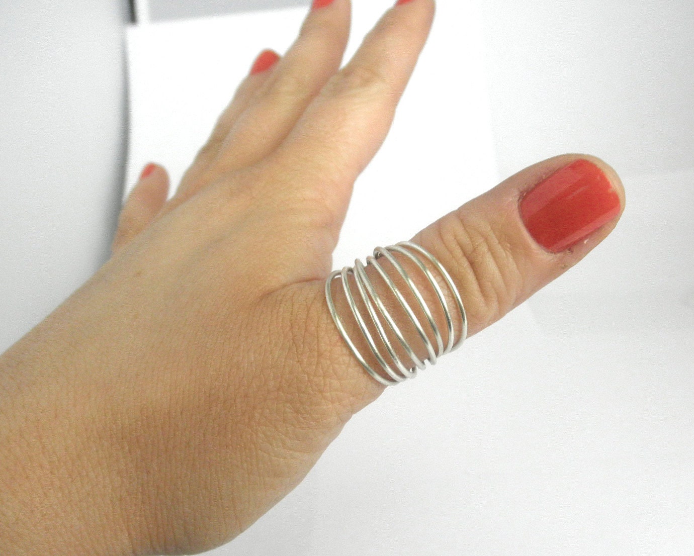 Silver Spiral Ring Silver Wire Wrapped Cage by MarisaDianeDesigns
