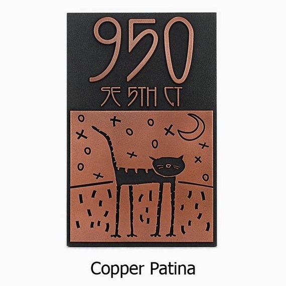 Cat Kittycat Meow Plaque Custom Address by AtlasSignsAndPlaques