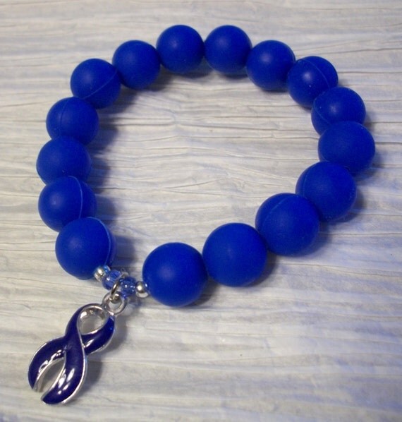 Blue Rubber Bead Awareness Stretch Bracelet by CaliCastaway