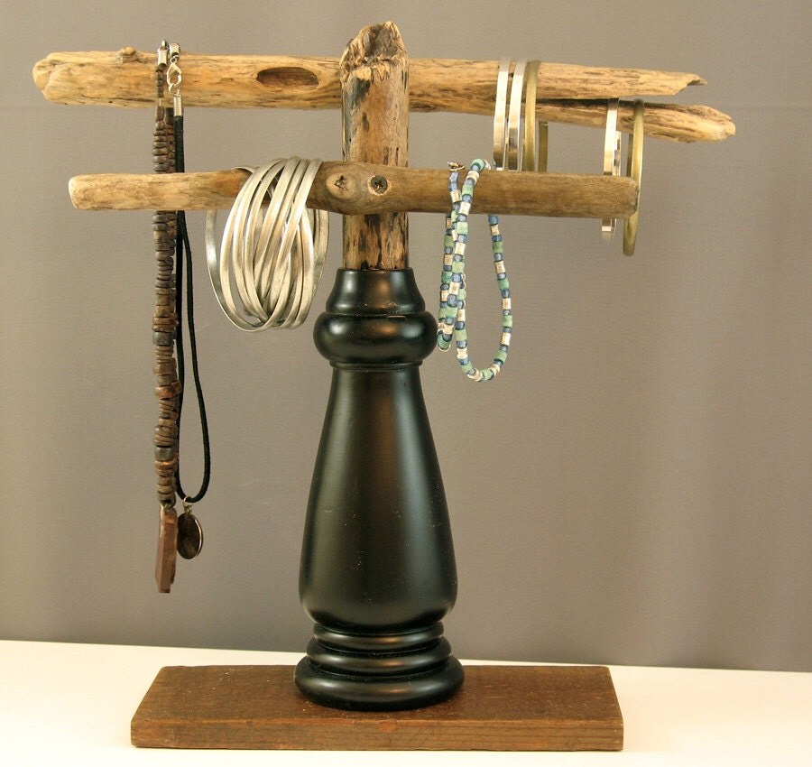 Driftwood jewelry stand Rustic & Refined Jewelry by shiningcity