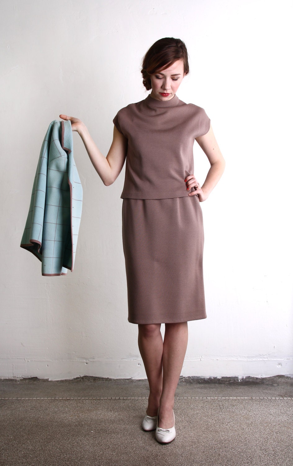 3 Piece Suit . Mint Chocolate Knit Top Jacket, Skirt . Business Attire - VeraVague 3 Piece Suit . Mint Chocolate Knit Top Jacket, Skirt . Business Attire - VeraVague