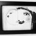 Original Black and White Ink Drawing OOAK Black and White Girl Illustration Face Art Painting 6" x 8" Black Frame