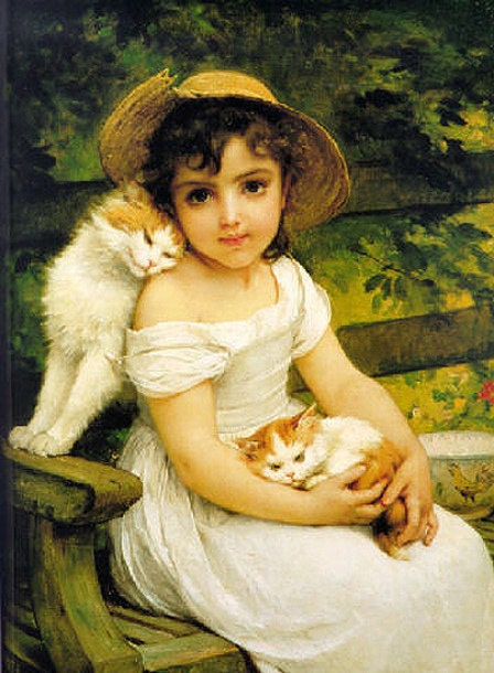 Child and her Cats Cross Stitch Pattern PDF