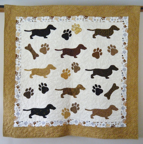 Dachshund quilt throw 55 x 57 inches by doodlebugquilts on Etsy
