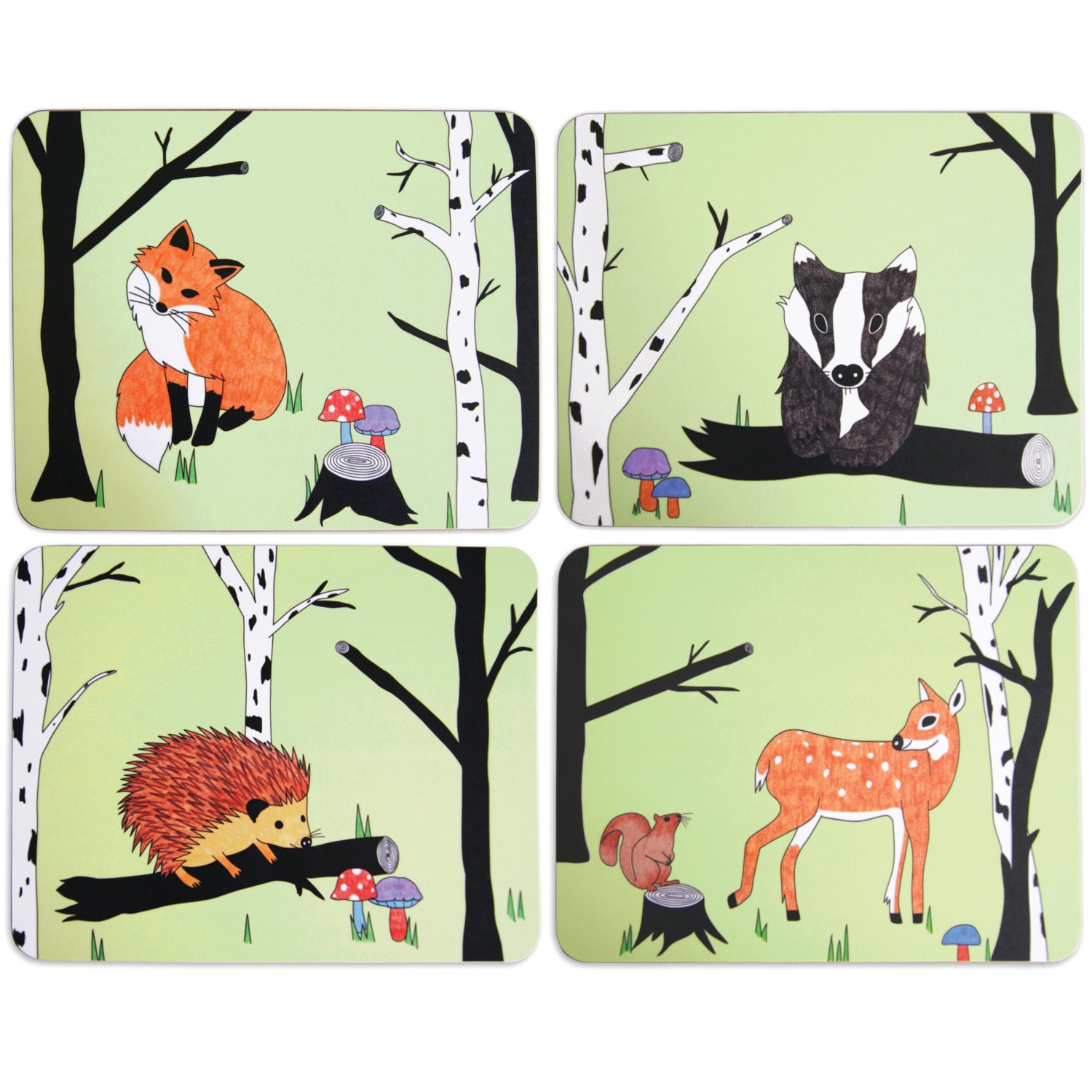 Items similar to Woodland Animals Placemat or Set on Etsy