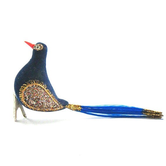 large vintage clip on bird christmas ornament blue by large vintage clip on bird christmas ornament blue by