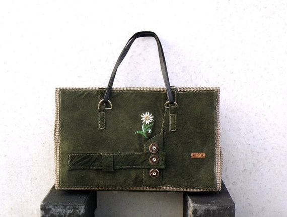 Unique Recycled Leather Bag. Leather Shoulder Bag. Green Leather ...